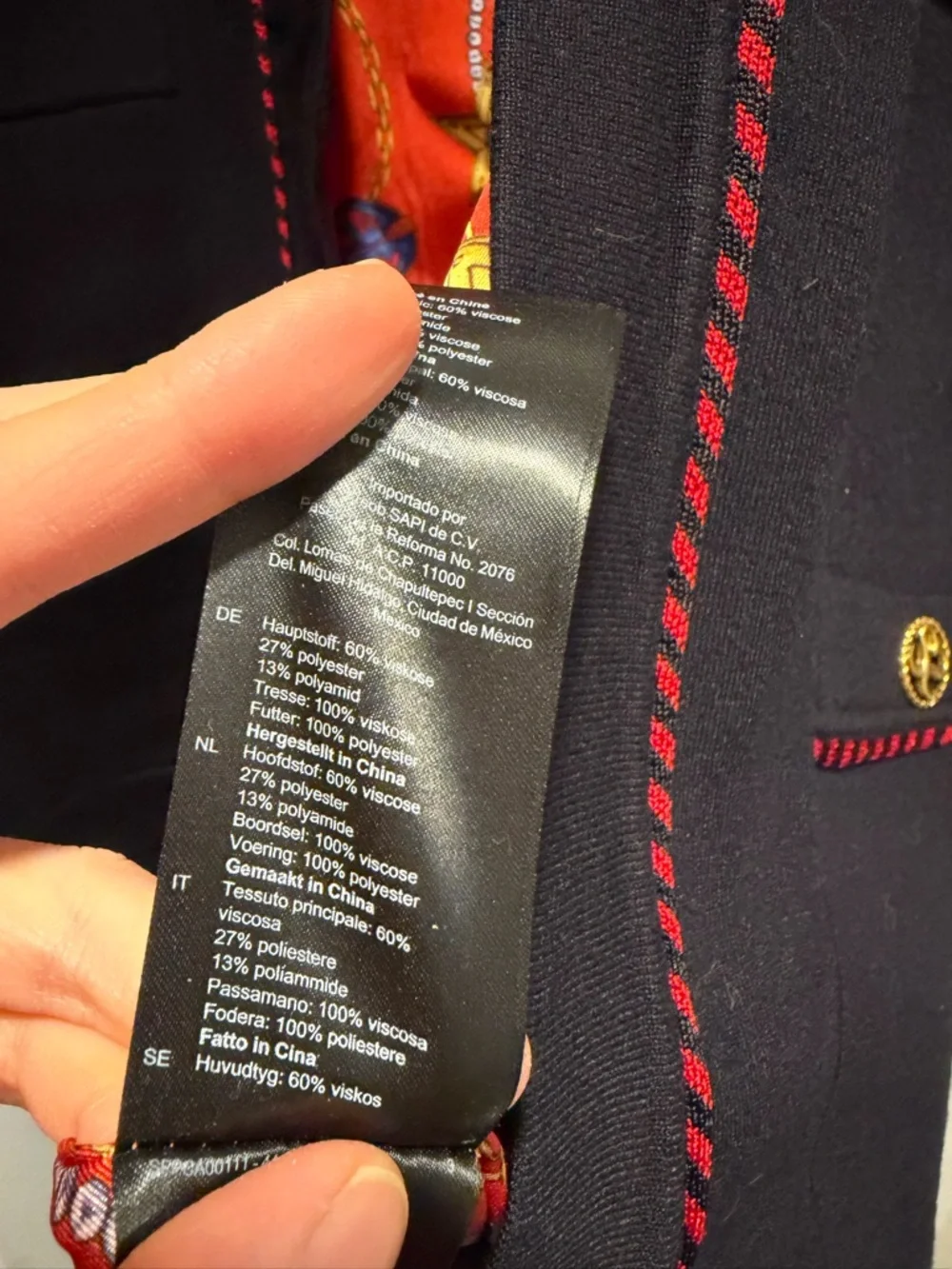 Sandro Navy Open-Front Cardigan with Red Trim - Picture 5 of 8